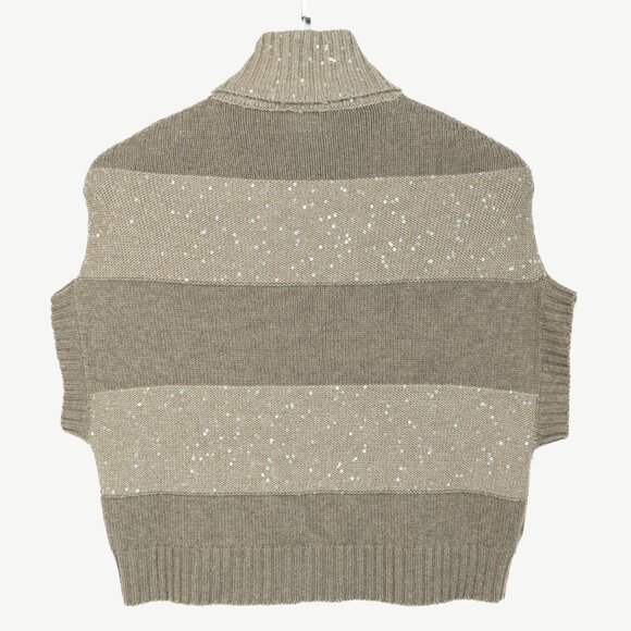 Brunello Cucinelli Grey Cashmere Sequin Turtleneck Sweater - Picture 2 of 9